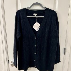 Garnet Hill NWT Cashmere Cable Knit Sweater Black